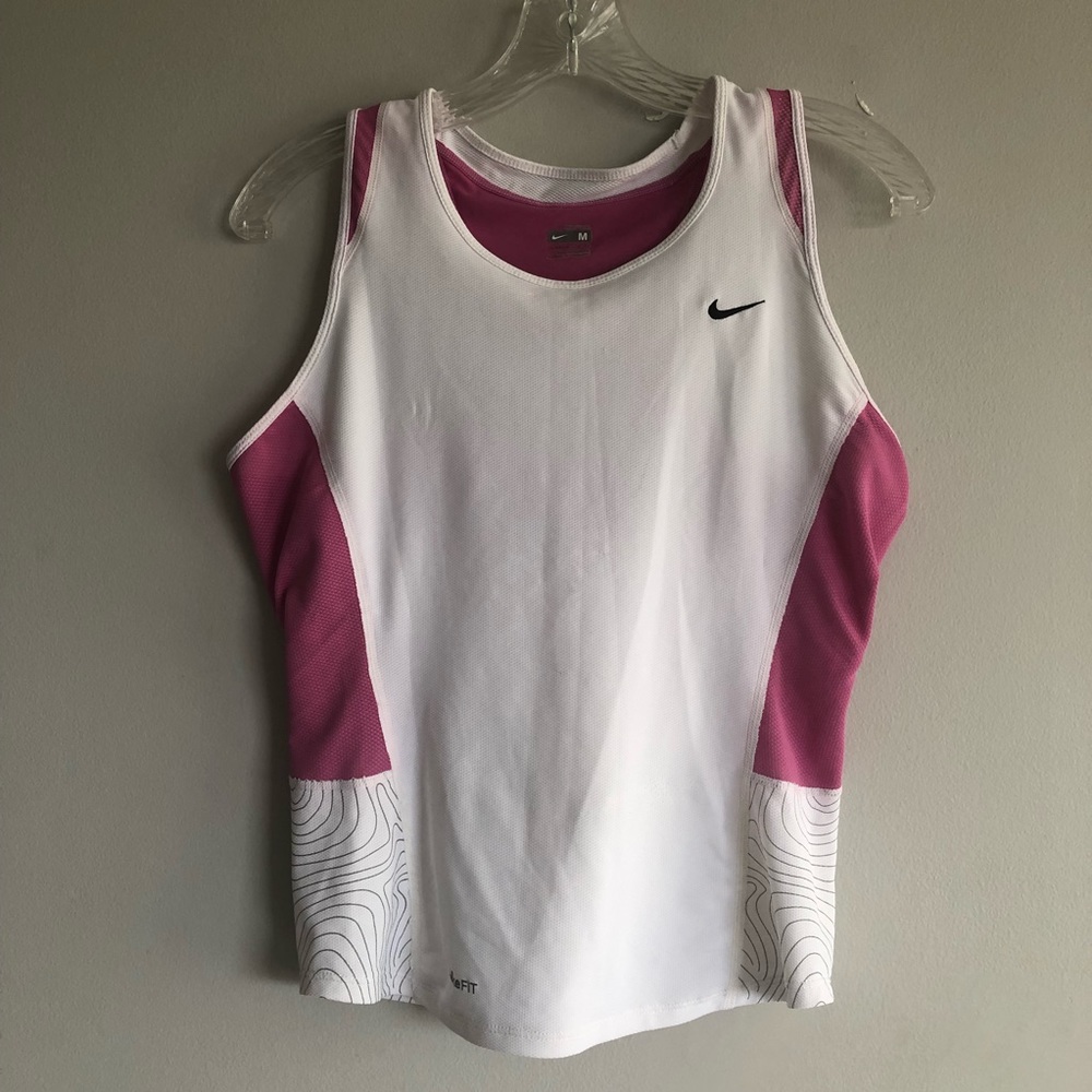 Nike FitDry Pink & White Workout Top Size M (8-10)